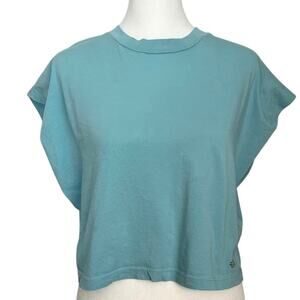 Bellerose Size XS CROM51 Crop Tee T Shirt Crewneck Blue Reef Waters Style T1570